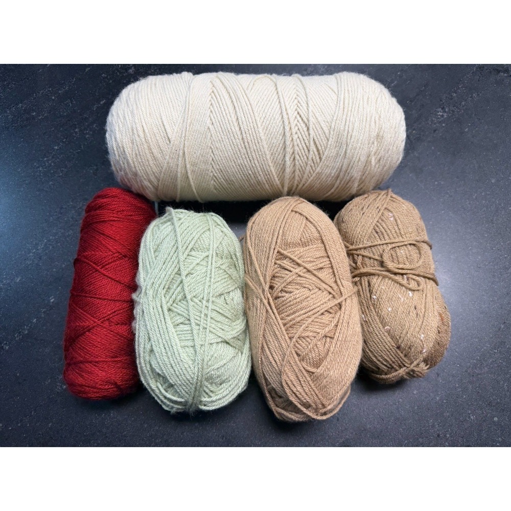 Yarn‎ Lot 5 Skeins Partial Skeins Acrylic Wool Blend Craft Knitting Crochet